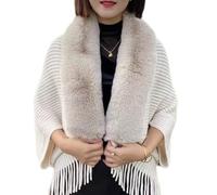 Georcep Knitting Thick Women's Loose Shawl, Ladies Knitted Loose Thickened Shawl, Thick Loose Scarves with Fur for Women, Shawls and Wraps for Evening Dresses (One Szie,C-White)