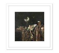 Georg Hainz Still Life Apple Beer Painting 8X8 Inch Square Wooden Framed Wall Art Print Picture with Mount Artery8 White One Size