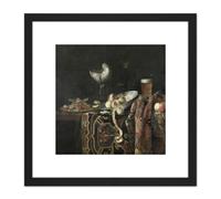 Georg Hainz Still Life Apple Beer Painting 8X8 Inch Square Wooden Framed Wall Art Print Picture with Mount Artery8 Black One Size
