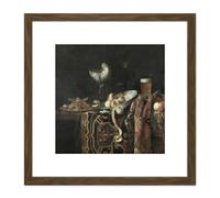 Georg Hainz Still Life Apple Beer Painting 8X8 Inch Square Wooden Framed Wall Art Print Picture with Mount Artery8 Brown One Size