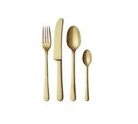 Georg Jensen Copenhagen Cutlery Set of Fork, Knife, Spoon and Tea Spoon - Matte Gold PVD Coated - Designed by Grethe Meyer - Pack of 4