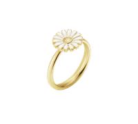 Georg Jensen Daisy 18ct Yellow Gold Plated White Enamel Ring - 56