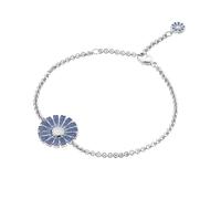 Georg Jensen Daisy Rhodium Plated Sterling Silver Blue Enamel Bracelet