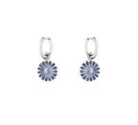 Georg Jensen Daisy Rhodium Plated Sterling Silver Blue Enamel Earrings GGN-1900