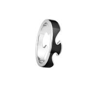 Georg Jensen Fusion 18ct White Gold Black Lacquer End Ring - 55