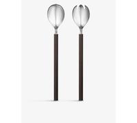 Georg Jensen Georg Jensen Polished Stainless-Steel and Wood Salad Tossing Set
