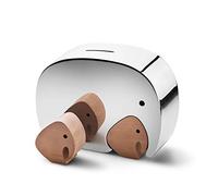 Georg Jensen Moneyphant Twins Piggy Bank Set - Mirror Polished Stainless Steel and Brown Oak Wood - Cash Storage Container by Alfredo Häberli
