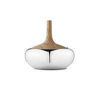 Georg Jensen Onion Shaped Bonbonniere - Mirror Polished Finish - Stainless Steel and Brown Oak Wood - Contemporary Box by Henning Koppel