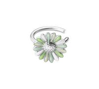 Georg Jensen Stine Goya Daisy Sterling Silver Green Single Ear Cuff - Silver