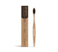 Georganics Charcoal Soft Bristles Natural Beechwood Toothbrush - Eco-Friendly Wooden - Compostable and Biodegradable - Natural