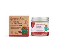 Georganics Kids Fluoride Toothpaste with Hydroxyapatite - 50ml - Strawberry Flavour - Non-Foaming Natural Toothpaste - Cavity Fighting Remineralizing - Certified Cosmos Natural, Vegan and Cruelty-Free