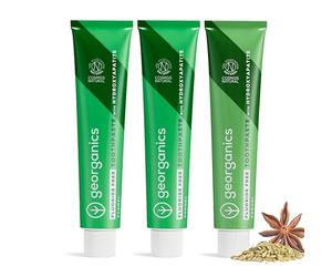 Georganics Hydroxyapatite Toothpaste 3 x 75ml Pack - Fennel Flavour | Natural Formula - Vegan - Plastic-Free