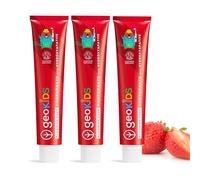 Georganics Kids & Baby Strawberry Toothpaste - 3 x 75ml - Natural Fluoride-Free with Hydroxyapatite - Vegan, SLS-Free, Plastic-Free - Safe from 6 Months+