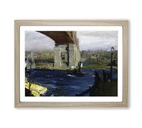 George Bellows Blackwell Island Bridge Classic Painting Framed Wall Art Print, Ready to Hang Picture for Living Room Bedroom Home Office Décor, Oak A2 (64 x 46 cm)