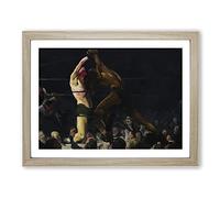 George Bellows boxing Match Classic Painting Framed Wall Art Print, Ready to Hang Picture for Living Room Bedroom Home Office Décor, Oak A2 (64 x 46 cm)