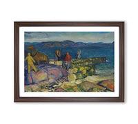 George Bellows Dock Builders Framed Print | A2 Walnut Framed Wall Art | Ready to Hang | Modern Nature Picture | Living Room Bedroom Lounge Office