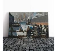 George Bellows Men of The Docks Canvas Print | Gallery Wrapped 30mm Frame Wall Art | 24x16 inches | Ready to Hang | Modern People Picture | Living Room Bedroom Lounge Office