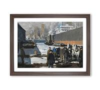 George Bellows Men of the Docks Classic Painting Framed Print | A4 Walnut Framed Wall Art | Ready to Hang | Classic Historical Picture | Living Room Bedroom Lounge Office