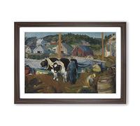 George Bellows Ox Team Framed Print | A2 Walnut Framed Wall Art | Ready to Hang | Modern Nature Picture | Living Room Bedroom Lounge Office