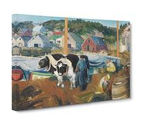 George Bellows Ox Team, Matinicus Wharf Classic Painting Canvas Wall Art Print Ready to Hang, Framed Picture for Living Room Bedroom Home Office Décor, 30x20 Inch (76x50 cm)