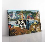 George Bellows Ox Team, Matinicus Wharf Classic Painting Canvas Wall Art Print Ready to Hang, Framed Picture for Living Room Bedroom Home Office Décor, 76x50 cm (30x20 Inch)