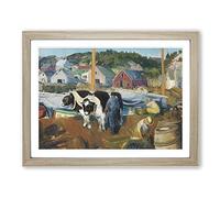 George Bellows Ox Team, Matinicus Wharf Classic Painting Framed Wall Art Print, Ready to Hang Picture for Living Room Bedroom Home Office Décor, Oak A3 (46 x 34 cm)