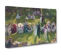 George Bellows Tennis at Newport Classic Painting Canvas Wall Art Print Ready to Hang, Framed Picture for Living Room Bedroom Home Office Décor, 20x14 Inch (50x35 cm)