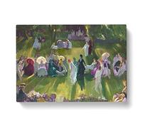 George Bellows Tennis at Newport Classic Painting Canvas Wall Art Print Ready to Hang, Framed Picture for Living Room Bedroom Home Office Décor, 50x35 cm (20x14 Inch)