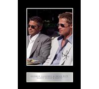 George Clooney & Brad Pitt Pre Printed Signature Signed Mounted Photo Display #1 Printed Autograph Picture 10x8 Inch Mount