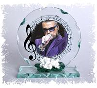 George, Father Figure, Freedom, Michael, Cut Glass Round Plaque Special Occasion Porcelain White Roses Tribute Limited Edition #1