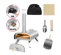 George Foreman 12'' Portable Dual Fuel Powered Pizza Oven in Stainless Steel with Carry Bag & Paddle, Wood Pellet or Gas BBQ Oven & Smoker GFDFPO2SSPC