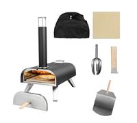 George Foreman 12'' Portable Dual Fuel Powered Pizza Oven in Black with Carry Bag & Paddle, Wood Pellet or Gas BBQ Oven & Smoker GFDFPO2BPC