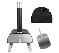 George Foreman 12'' Portable Dual Fuel Powered Pizza Oven in Black with Carry Bag & Paddle, Wood Pellet or Gas BBQ Oven & Smoker GFDFPO2BPC