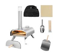 George Foreman 12'' Portable Dual Fuel Powered Pizza Oven in Stainless Steel with Carry Bag & Paddle, Wood Pellet or Gas BBQ Oven & Smoker GFDFPO2SSPC
