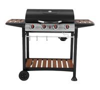 George Foreman 4 Burner Gas BBQ with Wood Effect Shelves
