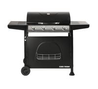 George Foreman Gas BBQ Black 4 Burner Wheels Auto Ignition GFGBBQ4B