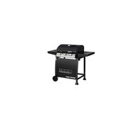 George Foreman GFGBBQ3B 3 Burner Gas Barbecue with Automatic Ignition & Integrated Thermometer, Black, Gas BBQ, 2 Wheels Fitted Rack with 2 Shelves