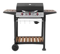 George Foreman Gas Bbq 3 Burner Black And Wood Effect Barbecue Gfgbbq3Bw