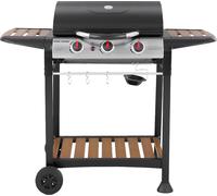 George Foreman GFGBBQ3BW 3 Burner Gas Barbecue - Black / Wood, Black