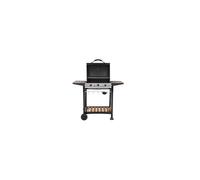 George Foreman GFGBBQ3BW 3-Burner Gas BBQ with Auto Ignition, Integrated Thermometer, Warming Rack, 60x42cm Cooking, Black