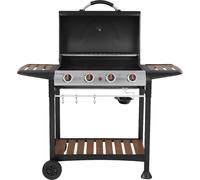 George Foreman Gas Bbq 4 Burner Black And Wood-Effect Gfgbbq4Bw Black