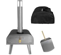 George Foreman Outdoor 16 Inch Wood Pellet Portable Wood Fired Pizza Oven Black with Paddle and Carry Bag, BBQ Oven & Smoker, Foldable Legs GFWPPO2BPC