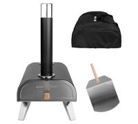 George Foreman GFWPPO1BPC 12'' Wood Pellet Pizza Oven with Paddle & Carry Bag in Black, Black