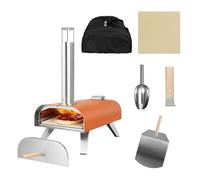 George Foreman Outdoor 12" Wood Pellet Portable Wood Fired Pizza Oven in Deep Orange with Paddle and Carry Bag, BBQ Oven & Smoker, Foldable Legs GFWPPO1ORPC