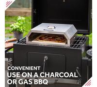 George Foreman Pizza Oven 12" BBQ Grill Top with Paddle, Suitable on Charcoal and Gas BBQs, Ceramic Pizza Stone, Foldable Pizza Paddle, Enamelled Bas