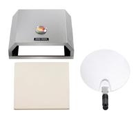 George Foreman Pizza Oven 12" BBQ Grill Top with Paddle, Suitable on Charcoal and Gas BBQs, Ceramic Pizza Stone, Foldable Pizza Paddle, Enamelled Base, Stainless Steel, GFPO1SSPC