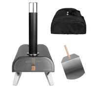 George Foreman GFWPPO1BPC 12'' Wood Pellet Pizza Oven with Paddle & Carry Bag in Black, Black