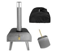 George Foreman Outdoor 16 Inch Wood Pellet Portable Wood Fired Pizza Oven Black with Paddle and Carry Bag, BBQ Oven & Smoker, Foldable Legs GFWPPO2BPC