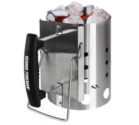 George Foreman Quick-Fire Compact Chimney BBQ Starter, 14cm Diameter, Portable Barbecue, Coal Burner, Lightweight and Durable in Stainless Steel with