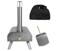 George Foreman Outdoor 16 Inch Wood Pellet Portable Wood Fired Pizza Oven Stainless Steel with Paddle and Carry Bag, BBQ Oven & Smoker, Foldable Legs GFWPPO2SSPC